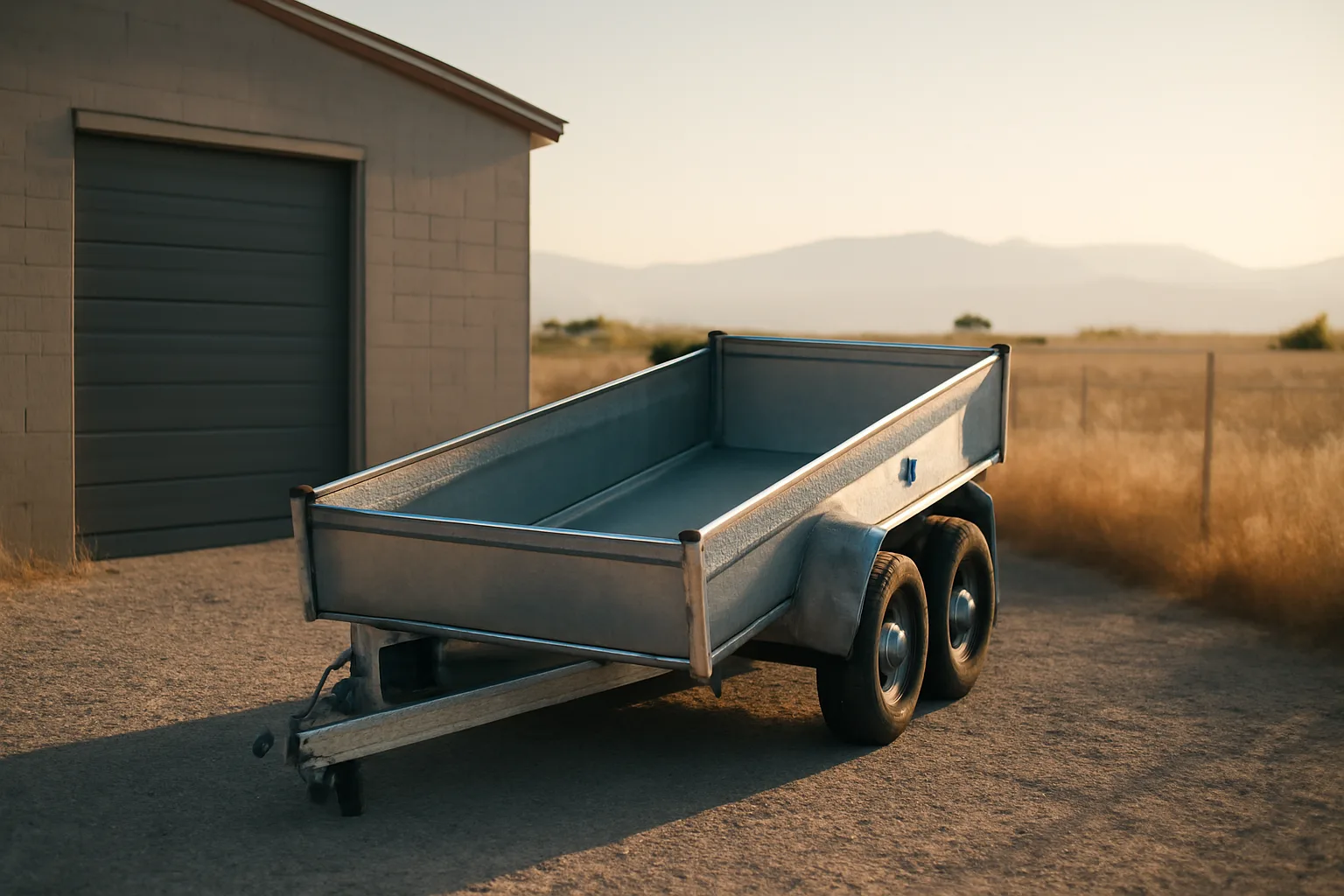 Empty dump trailer parked for rental near Nampa Idaho
